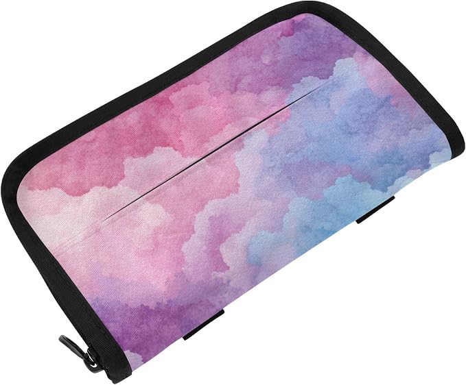 Car Visor Tissue Holder Mask Holder for Car, Car Tissue Box Sun Visor Napkin Holder Car Visor Accessories Adjustable Straps Reusable Durable Easy to Install Colorful Tie Dye