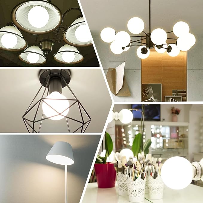 2 Pack G30 Globe LED Light Bulbs, 5.5W Dimmable 50 Watt Equivalent LED Edison Bulbs, Neutral White 4000K, 500LM, E26 Base, Milky LED Filament Bulbs for Vanity Bathroom Bedroom