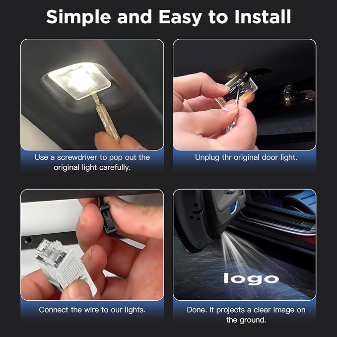Car Door Lights Logo Projector - [4 Pack] 4K HD Puddle Lights for 1/2/3/4/5/6/7/8/X2/X3/X4/X5/X6/X7/Z4/i3/i4/iX/iX3/iX1 Series