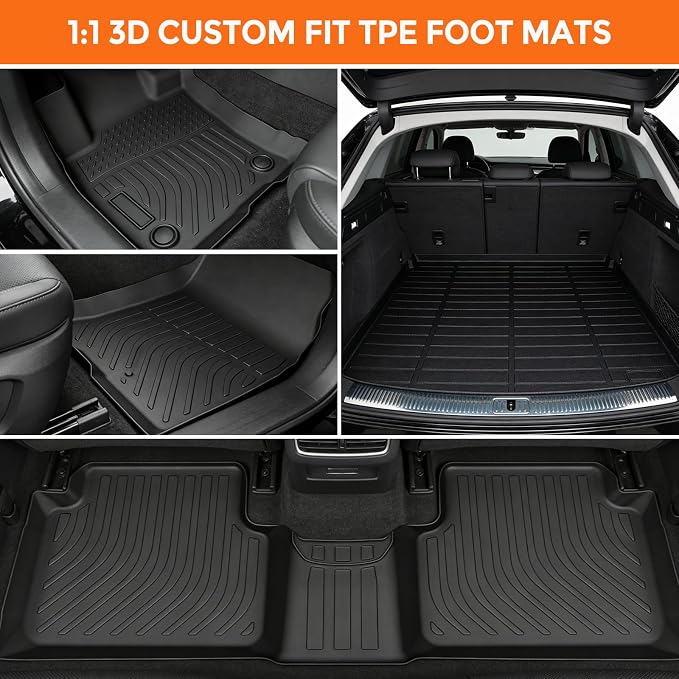 Floor Mats for Ford Bronco Sport 2021-2026 (Only for Sport & Fuel Version) | Custom Fit Heavy Duty TPE All Weather Protection Waterproof Non-Slip Black (Two-Row Floor Mats & Cargo Liner)