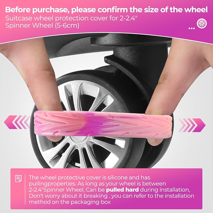8Pcs Luggage Wheel Covers, Travel Accessories (Gradient Soft Pink & Purple) | Wear-resistant & anti-noise silicone covers. Fits 2-2.4" wheels. Protects suitcase wheels. Travel essential for suitcases