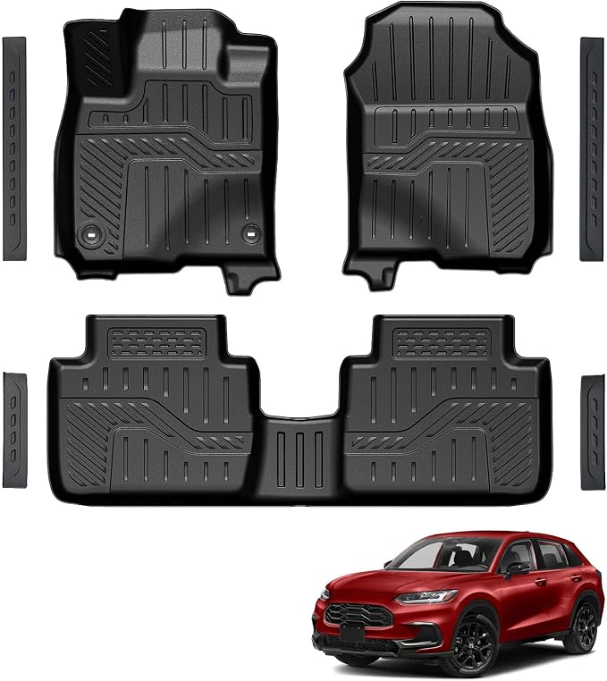 Floor Mats for 2023-2026 2027 Honda HR-V (Include Hybrid), TPE All Weather Durable Floor Liners Door Sill Guards for Honda HRV Accessories