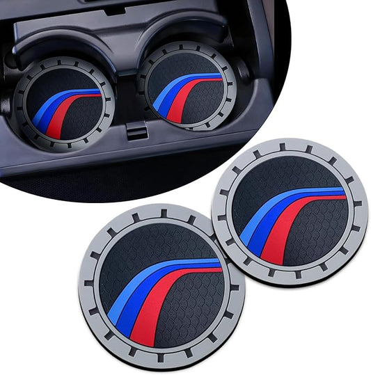 2PCS Car Cup Holder Coasters for BMW X3 X5 X1 X7 X6 X4 X2 Z4 XM iX 328i Interior Decoration Accessories, Non-Slip Silicone Car Cup Holder Insert Coasters, 2.75in