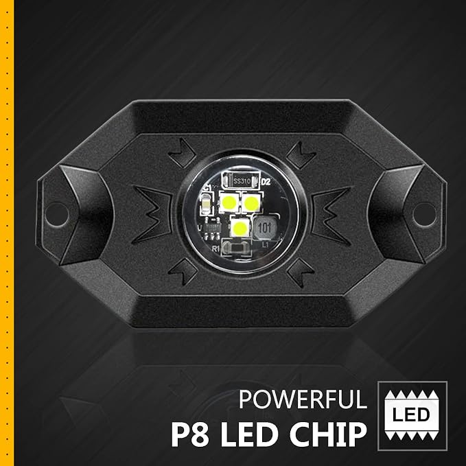 Hovano LED Rock Lights White 20Pods 6000K Waterproof LED Neon Underglow Light for Truck Car ATV UTV SUV Off Road Boat High Power Under Body Glow Trail Rig Lamp