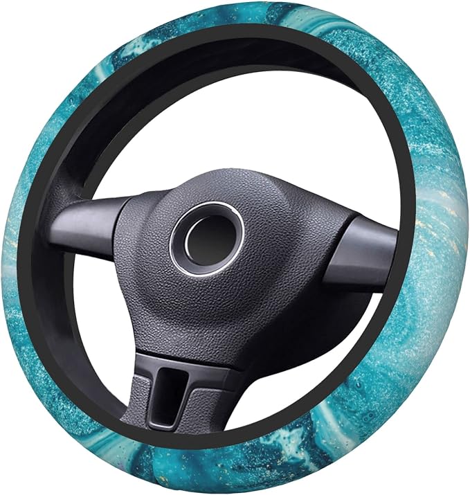 Blue Marble Steering Wheel Cover for Women Men Girls, Universal 15 Inch Anti Slip Steering Wheel Protector Car Accessories Interior for Auto Truck SUV
