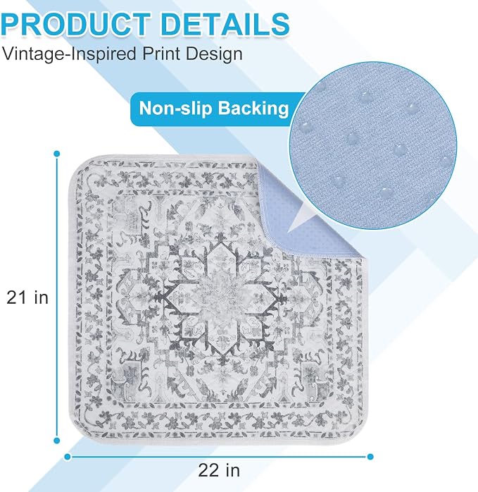 OUTCREATOR® Waterproof Chair Pads for Incontinence 21" x 22" (Pack of 4),Washable Reusable Chair Seat Protector Cover,Non-Slip Absorbent Incontinence Pad for Bed,Car,Wheelchair,Adults,Kids,Pets,Grey