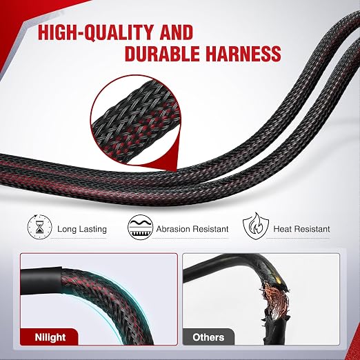 Nilight Wiring Harness Kit Nylon 16 AWG 2 Leads LED Light Bar 12V 5Pin Rocker Switch Laser On Off Power Relay Blade Fuse for Off Road Lights on Cars Jeep Boat Trucks