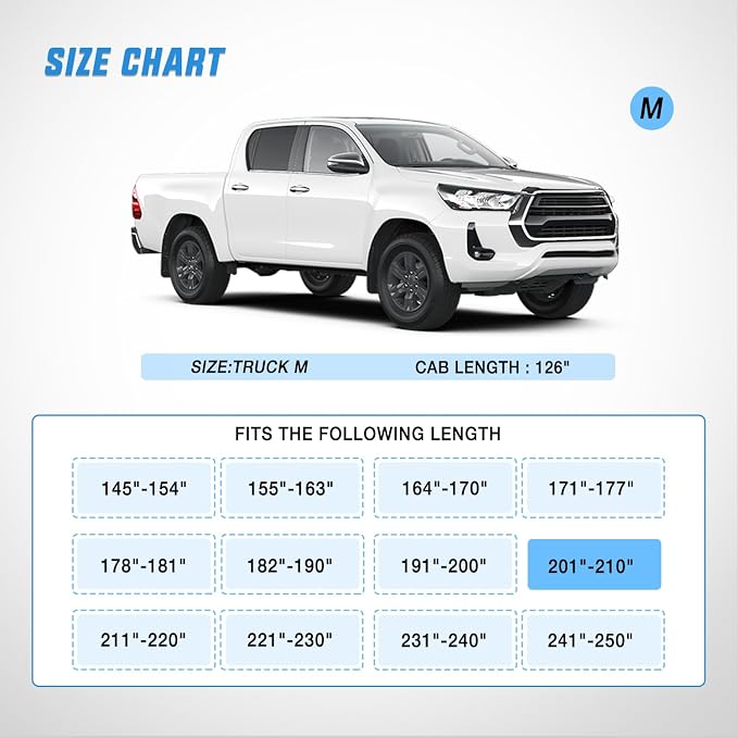 Nilight Car Cover Waterproof All Weather for Truck, Heavy Duty Outdoor Rain Sun UV Protection With Zipper Cotton, Extra Thick, Universal Fit (Up to 210", Max Cab Length 126")