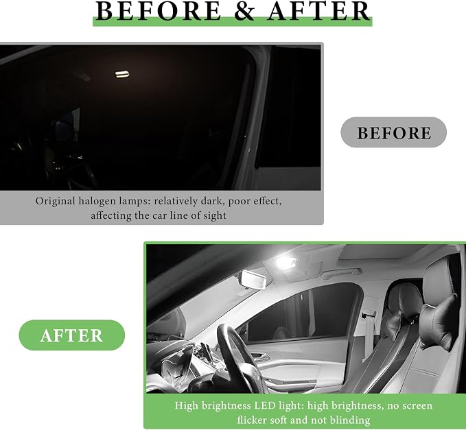70 PCS LED Interior Car Lights, Super Bright White Interior Bulb Set for Vehicle Map Dome Cab Tail License Plate Lights, T10 31mm 36mm 41mm 194 LED Replacement Bulb Kit