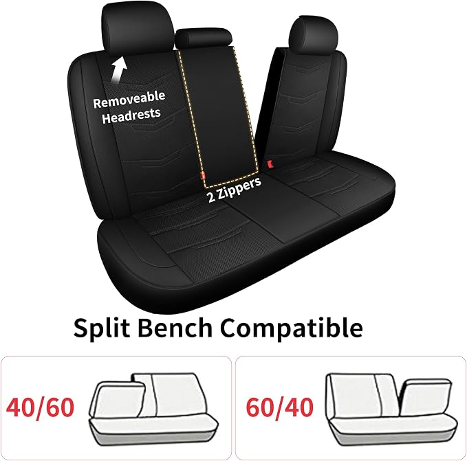 HChengkikz Car Seat Cover, Breathable and Sporty (Black) | Leather, Universal Fit for Most SUVs, Cars, Sedans, Trucks, Airbag Compatible, Easy to Install