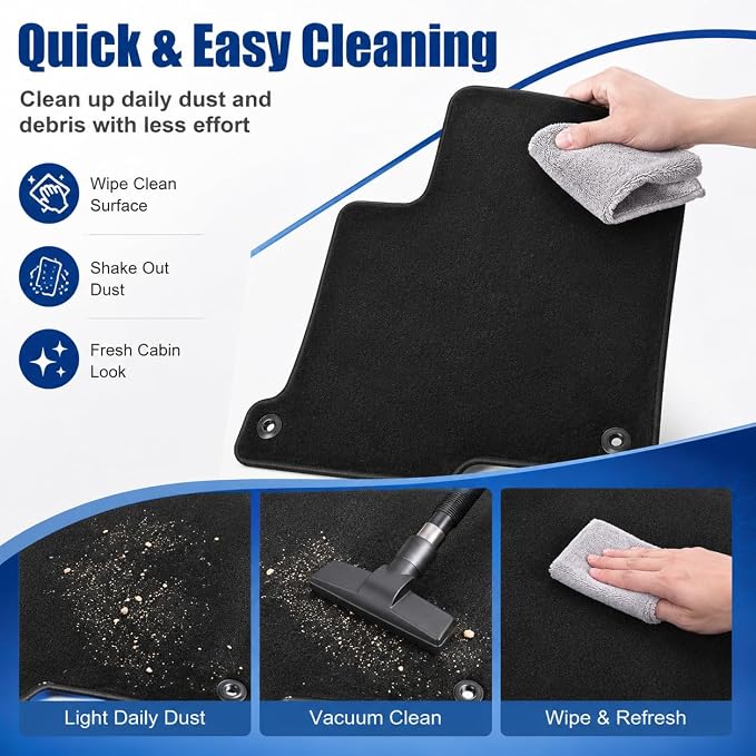 GXARTS Custom Fit Car Floor Mats Fit for Ford Explorer 2015 2016 2017 2018 2019 | Waterproof Velour Carpet Floor Liners Full Set, All-Weather Protection with Anti-Skid Retaining Buckle, Black