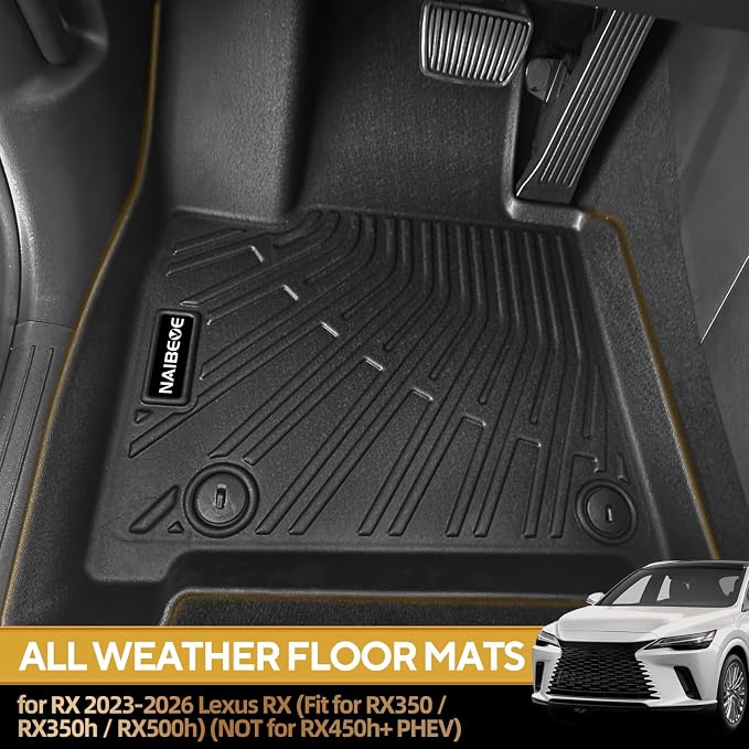 Naibeve Floor Mats for RX 2023-2026 Lexus RX | All Weather Floor Mats, Cargo Mat, Backrest Mats, RX350 / RX350h / RX500h, (NOT for RX450h+ PHEV） Protector accessories