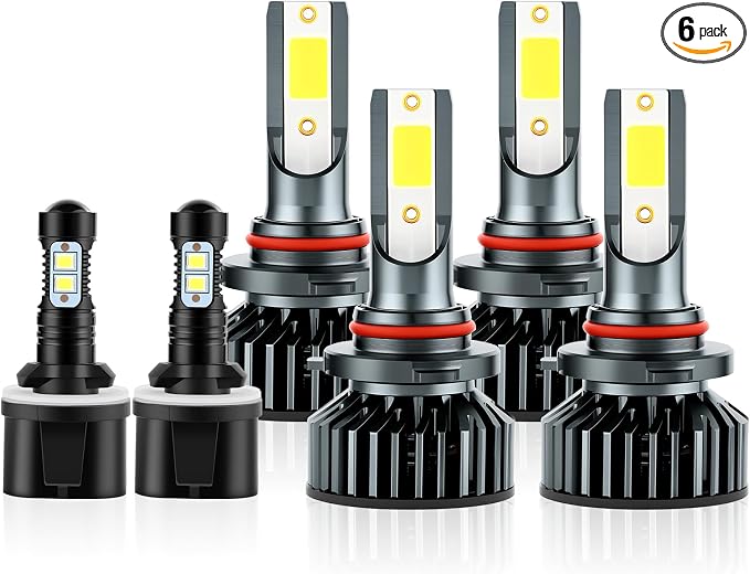 EMuna Fit For Chevrolet Chevy Tahoe 2001-2006 LED Headlight Bulbs 9005 9006 High Low Beam Headlight Bulbs + 880 LED Fog Light Bulbs Kit,6000K Cool White lights,6pcs led bulbs | 9005 9006 High Low Beam, 880 Fog Light Bulbs Kit, 6000K Cool White lights ,...