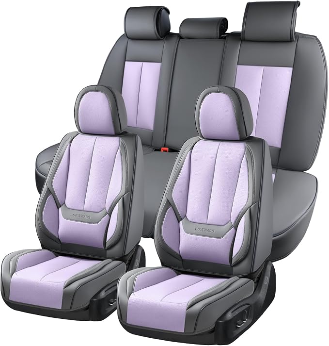 Coverado Car Seat Covers, Seat Covers for Cars, Waterproof Leather Auto Seat Protectors, Leather Car Seat Cushion, Car Interiors Accessories Universal Fit for Most Cars