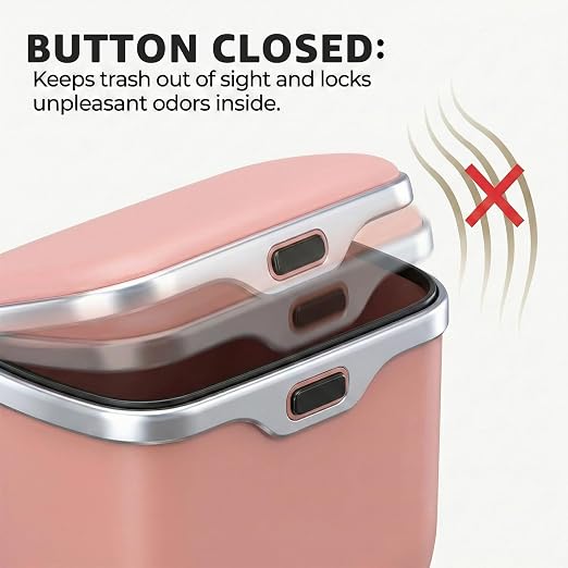 Hanging Car Trash Can, Leakproof Garbage Bin with Lid, Pink | ABS Construction, Clip-On Door/Back Seat Pocket Mount, Waterproof Liner, Push-Top Opening, For Suvs, Trucks, Sedans, Vans