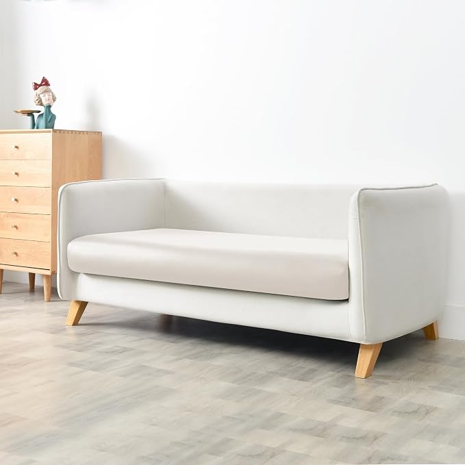 Yates Home PU Leather Couch Sofa Cushion Slipcover Water-Proof Elastic Chair RV Seat Covers Loveseat Sofa Furniture Protector Slip Cover for Settee Seater Replacement in Living Room（Sofa, Ivory）