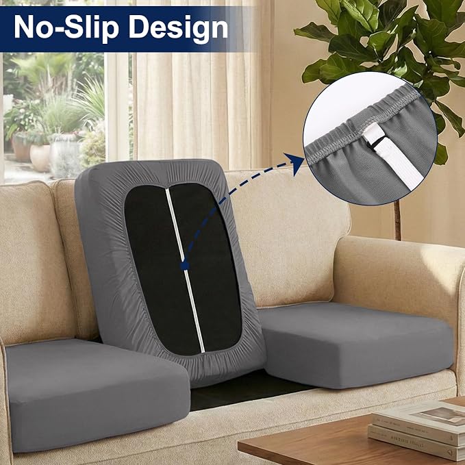 Smiry 8 Pcs Waterproof Patio Cushion Covers, Stretch Outdoor Furniture Covers