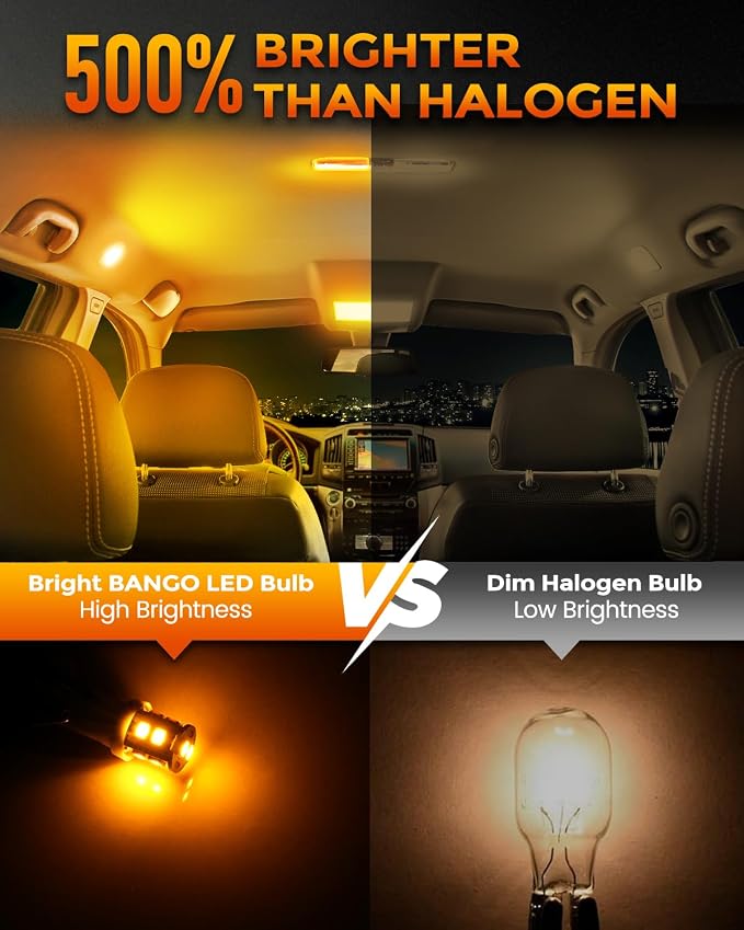 BANGO 24 Pieces Car LED Interior Light Bulbs, Non-Polarity Design with Removal Tool, Suitable for Car Dome Map Door Trunk License Plate Lights, Etc. (Amber Yellow)