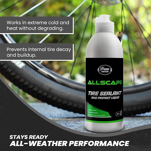 HEB Allscape Tire and Tube Sealant Puncture Repair Sealant, 2-in-1, Premium, Prevent and Repair, Suitable for Bike Tires and Tubes, Eco-Friendly, 13oz Bottle