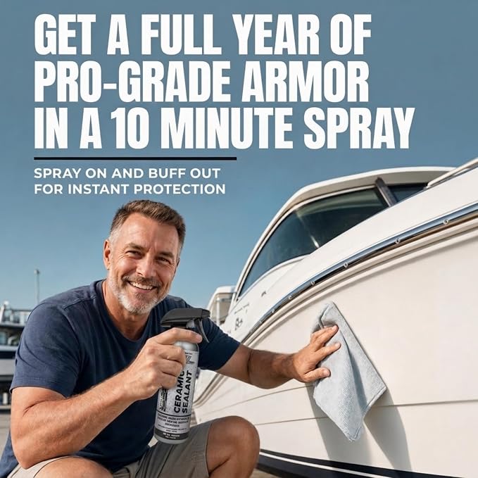 Flitz Ceramic Sealant - 16oz Bottle of USA-Made Ceramic Coating for Cars, Boats, Glass - Repels Water, Polishes, and Protects for 1 Year - Ceramic Car Spray Made for All Metals, Fiberglass