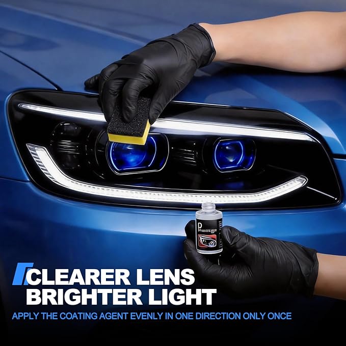 Car Headlight Restoration Kit: Cleaner and Restorer Kit for Automotive | Restore headlamp clear from yellowing oxidation cloudy foggy, clean and polish plastic lens