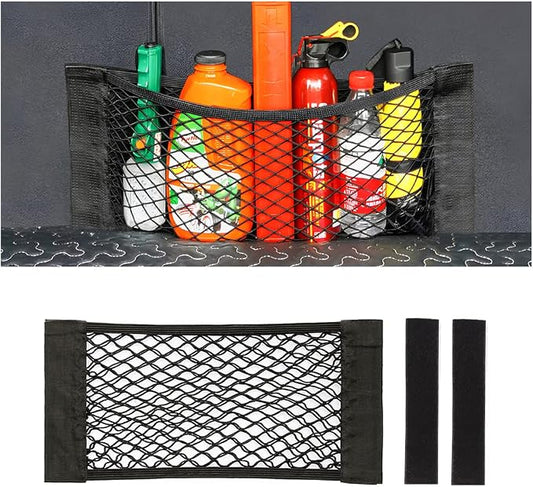 Mesh Cargo Net for Car, Universal Stretchable Trunk Storage Net Wall Sticker Organizer Elastic Pouch Bag for Cars, SUV, Home, Auto Interior Accessories (Large)
