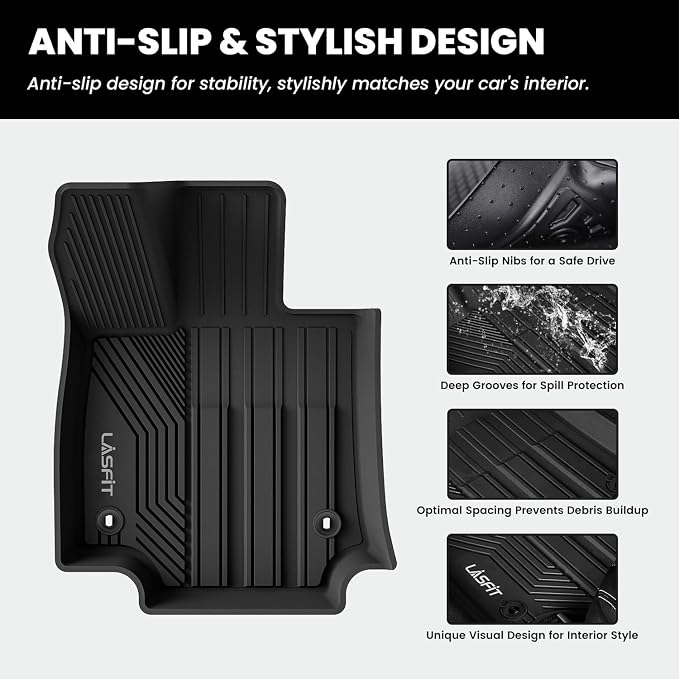 LASFIT Floor Mats for Toyota RAV4 2019-2025 Gas(Not Fit Hybrid/Prime) All Weather TPE Custom Fit Floor Liners for RAV 4 LE/XLE/Limited/Adventure/XLE Premium/TRD Off-Road Front&Rear 2 Row Car Mats