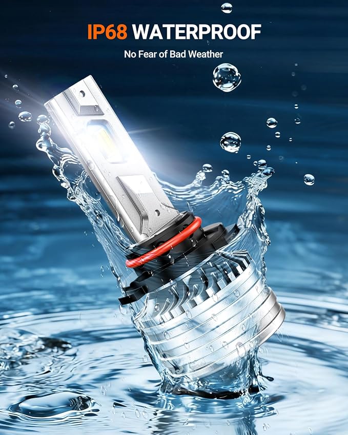 SEALIGHT H13 Bulbs, 90,000LM 1400% Brightness, 9008 H13 6500K Cool White LED Bulbs, IP68 Waterproof 70000Hrs Lifespan, 5X Heat Dissipation driving LED Bulbs, Plug and Play, 2 Pack