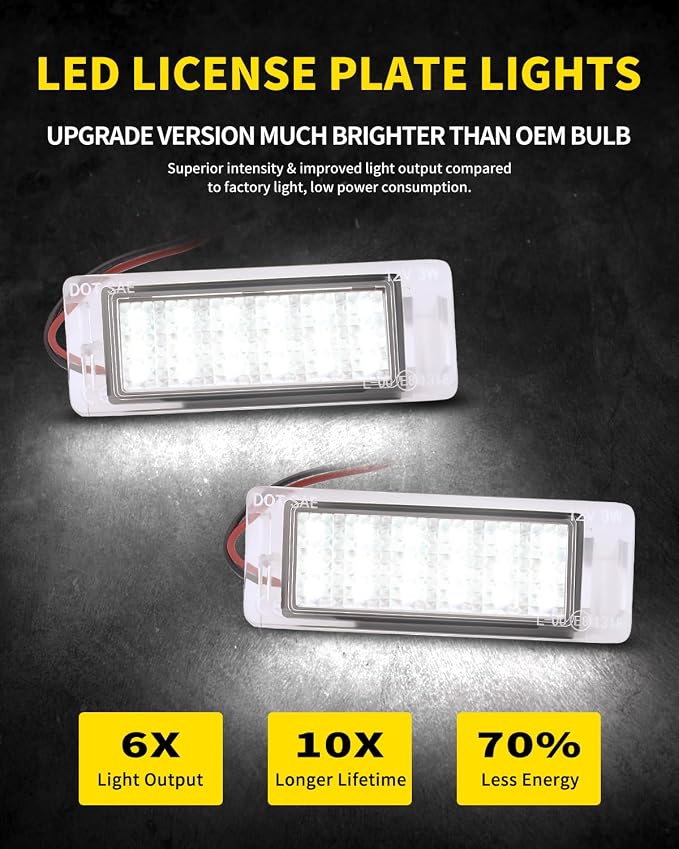 LED License Plate Lights Bright White Tag Lamp Replacement Compatible with Chevy 14-19 Corvette, 14-17 SS, 10-17 Equinox, 10-15 Buick Allure, 10-18 GMC Terrain, Pack of 2