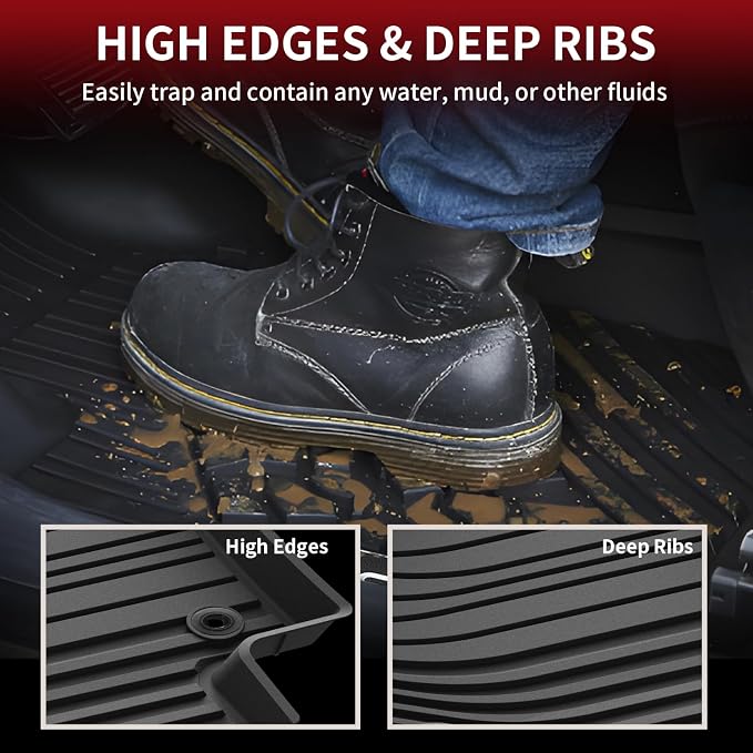 LASFIT Floor Mats & Cargo Mat for Toyota Grand Highlander/Grand Highlander Hybrid with Subwoofer 2024 2025 2026 Custom Fit All Weather TPE Floor Liners, 3 Rows Cargo Liner & Backrest Mats, Black