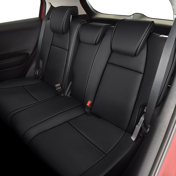AOMSAZTO Seat Covers for Honda HRV 2019-2022 Sport/EX/EXL/Touring | Custom Fit for HR-V 2019 2020 2021 2022(Not for LX),Waterproof Anti-Slip -Full set Faux Leather Black
