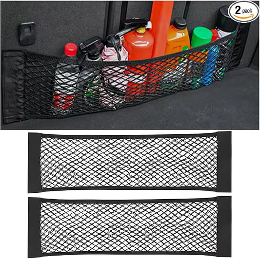 Mandark 2PCS Mesh Cargo Net for Car Trunk Storage, Elastic Vehicle Wall Sticker Organizer Net, 9.8 * 7.8 Inch Adjustable Auto Interior Storage Pouch Bag, Universal for SUV, Truck, RV