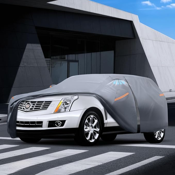 Waterproof Cadillac SRX(2009-2016) Car Cover with Breathable Vents, [Upgrade] Premium Covers with Cotton Liner and Zipper Door,Sun Rain Snow Dust Uv Protection.(Gift with Towel)