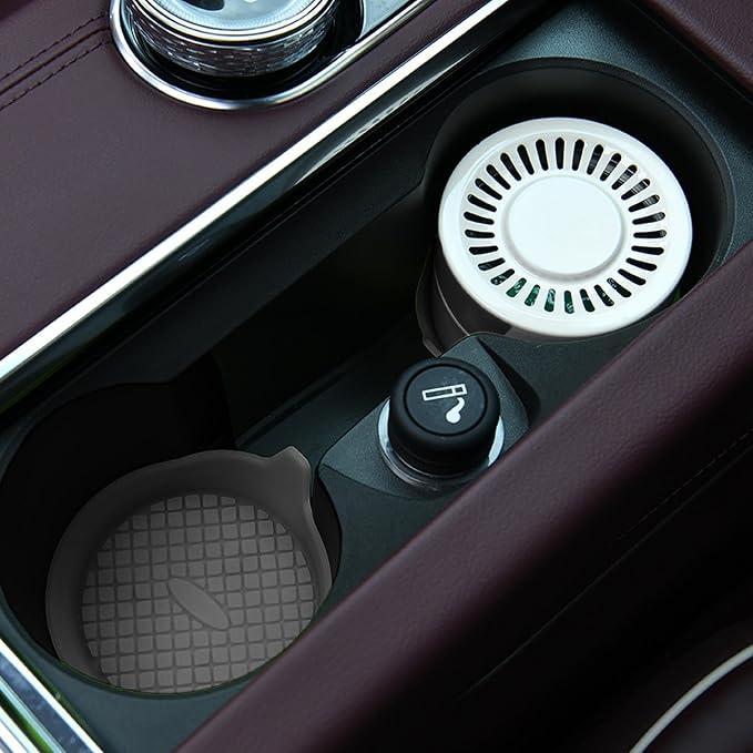 4 Pack Car Cup Coasters, Silicone Insert Recessed Car Cup Holder Coasters, Waterproof Non-Slip Sift-Proof Car Cup Mats, Universal Car Interior Accessories (Gray)