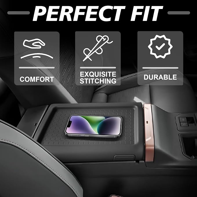 Muslogy Center Console Armrest Cover Fit for 2026 Toyota RAV4 Accessories, Comfort Armrest Pad Console Lid Cushion Silicone Regular Thick - Snug Fit