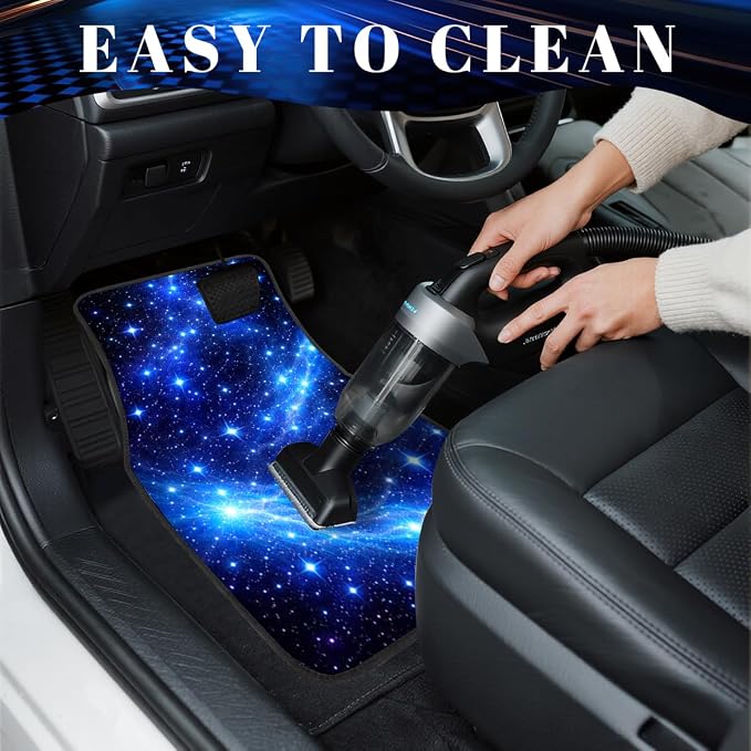 Galaxy Car Floor Mats Set of 4 Blue Starry Night Cosmic Sky Automotive Foot Mats Rugs Carpet for Car Non-Slip Auto Car Accessories Universal Fit Car Accessories for Truck