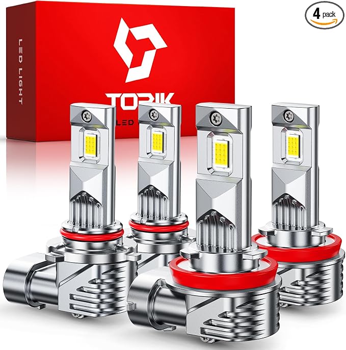 TOPIK H11 9005 Bulbs, [𝐋𝐚𝐭𝐞𝐬𝐭] 900% Ultra Brighter 𝟴𝟰,𝟬𝟬𝟬𝐋𝐌 | H16/H9/H8 HB-3 Light Bulbs, Plug-N-Play, 1:1 Same Size, No Flicker, 99% Canbus Ready, Pack of 4