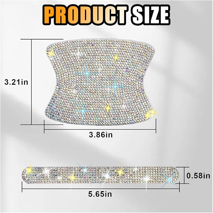 JOYCOURT 10PCS Bling Car Door Handle Anti-Scratch Sticker, Colourful | Universal Car Door Handle Cup Protective Cover, Adhesive Door Bowl Sticker, Shiny Rhinestone Auto Decor Accessories for Women