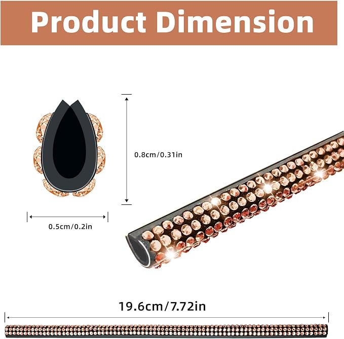 NBTEPEM Bling Car Air Conditioner Decoration Strip for Vent Outlet, 10 PCS Universal Rhinestone Car Vent Outlet Trim Decorations, Bling Interior Accessories for Women and Girls (Champagne)