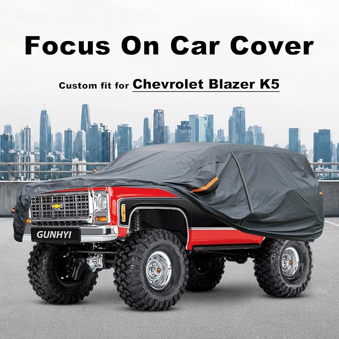 GUNHYI Premium Car Cover Custom Fit Chevrolet Blazer K5, 16 Layers Heavy Duty Car Cover Waterproof All Weather with Zipper Door for Sun Rain Snow Dust Uv Protection