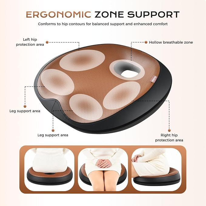Coverado Car Seat Cushion and One Piece Lumbar Support with Adjustable Neck Cushion for Car, Ergonomic Memory Foam Car Back Support, Truck Seat Cushion for Sciatica Back Neck Pain Relief, Blackbrown