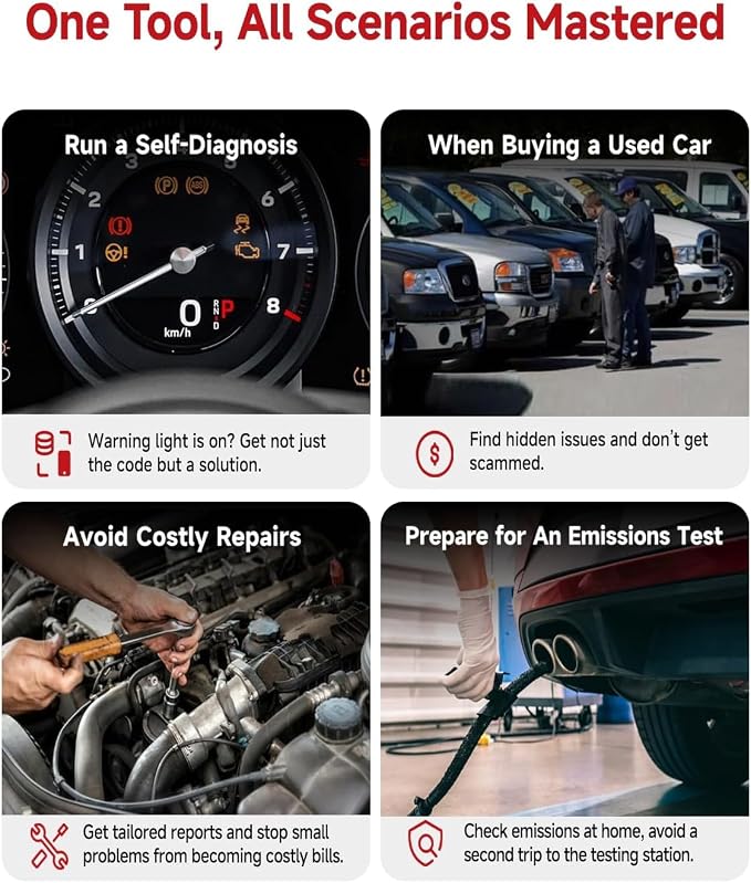Rocco OBD2 Scanner Bluetooth for iOS Android, AI Diagnostic Tool for Car Repair, No Subscription Fee, AutoVIN, 45000+ Fault Codes, Check & Clear Engine Codes, Real-Time Data, Vehicles 1996+(Black)
