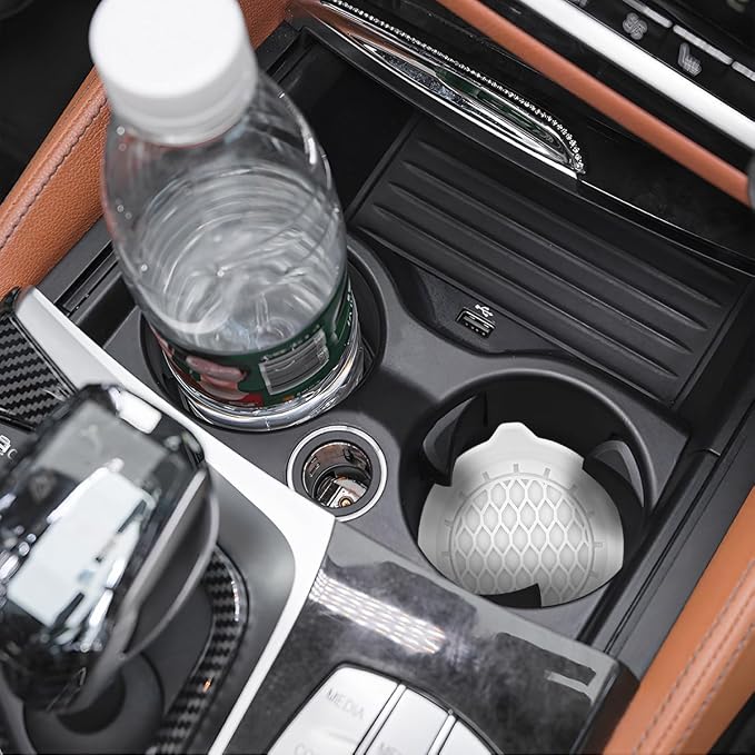 Zpana Bling Car Cup Holder Coaster, 2PCS Crystal Rhinestone Non Slip Waterproof Vehicle Insert Water Bottle Holder Pads, Shockproof Auto Interior Decorative Coasters, Universal Fit (White)