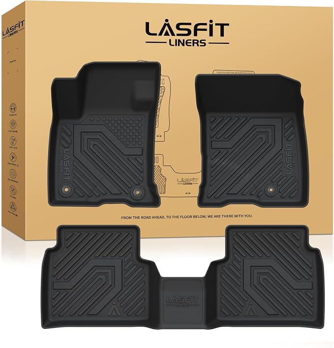 LASFIT All Weather Floor Mats for Lincoln Corsair 2020-2026 (Not for PHEV) | Custom Fit TPE Floor Liners for Lincoln Corsair Gas Models. Not Fit PHEV. Full Coverage Front and Rear Protection, Black