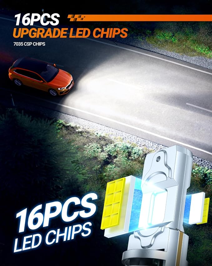 SEALIGHT H11 H16 H8 LED Fog Light Bulb,40000 Lumens 1000% Super Bright H11 LED Fog Lights, 1:1 Design for Car Powersports ATV/UTV, Play-N-Play,pack of 2