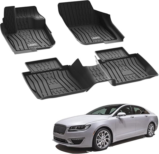 LASFIT Floor Mats for 2020-2017 Ford Fusion & Lincoln MKZ, Custom Fit Full Coverage All Weather TPE Floor Liners, Front & Rear Rows, Black
