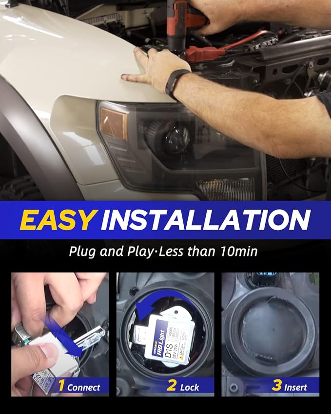 AUTOONE 2026 Upgraded D1S D1R HID Headlight Bulb, 300% Brighter Lightness, 6000K Cool White 66144 66140 85140 85415 Xenon HID Bulbs, 35W D1S Headlight Bulbs Original Replacement, Easy installation