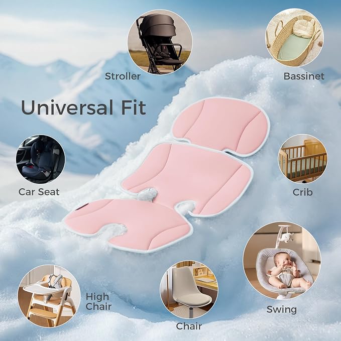 Momcozy Stroller Cooling Pad | Universal Soft Cooler Pad, Breathable & Adjustable Seat Liner | Detachable 2-Piece Cooling Cushion | Fits Strollers, Crib, High Chair, Bassinet, Swing