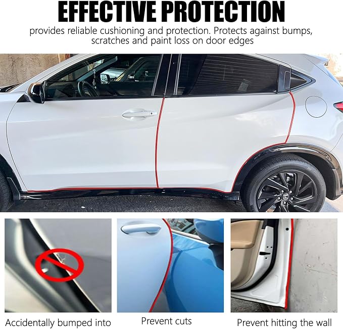Wuyaoyao 13.1Ft (4M) Car Door Edge Guards, Rubber U Shape Automotive Door Entry Guard Protector Strip, No Glue Required, Universal Vehicle Doors Edge Trim, Exterior Car Accessories (Red, 13.1FT)