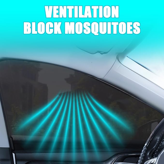 Car Window Sun Shade Cover 4PCS, Breathable Mesh Side Window Sunshade with UV Protection, Privacy Screen, Mosquito Net Curtain, Reduce Sun Glare & Heat, Cover Full Window for Most SUVs Sedans
